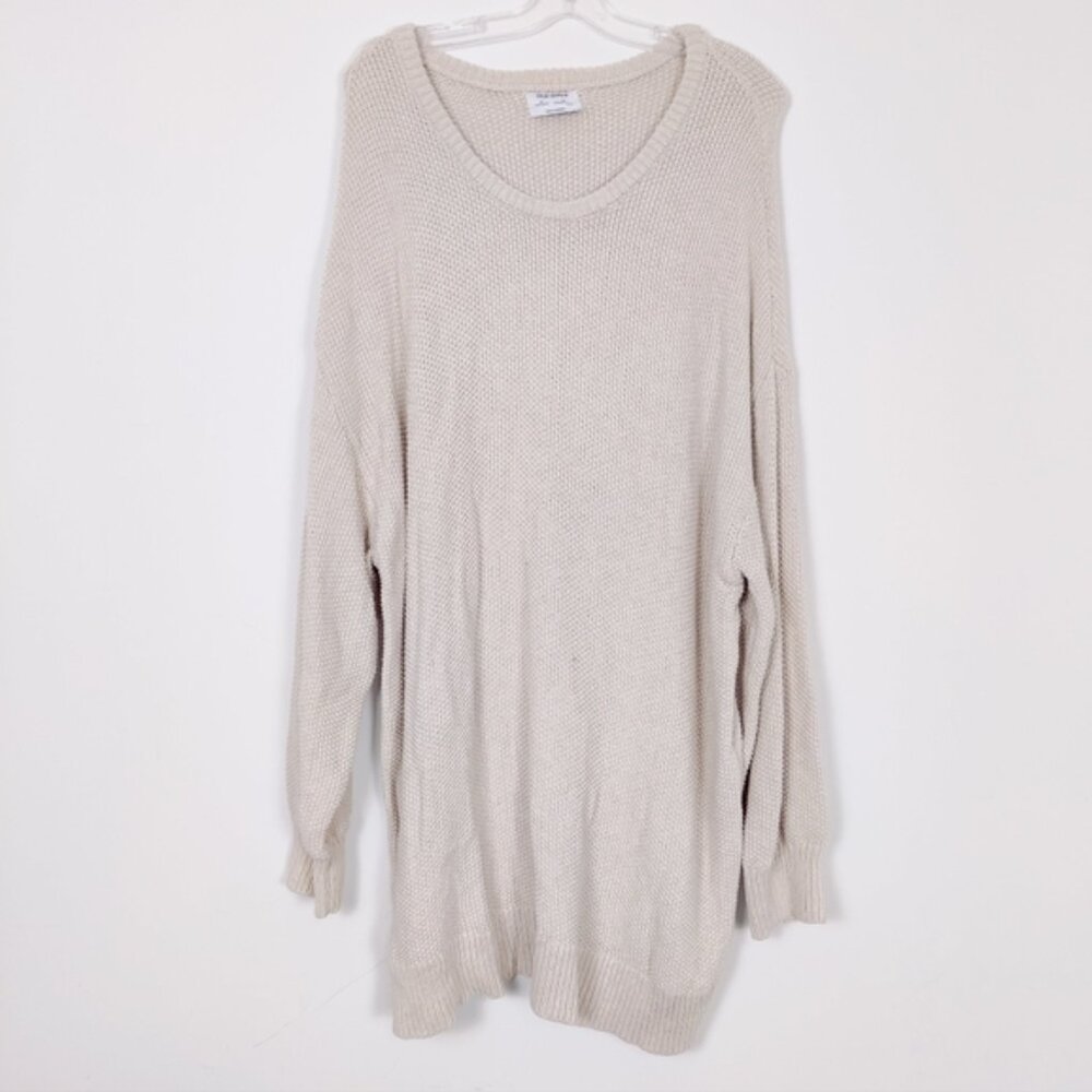 Old Navy Womens Sweater Tunic in Cream Size 4X Cotton Knit Beach Fall